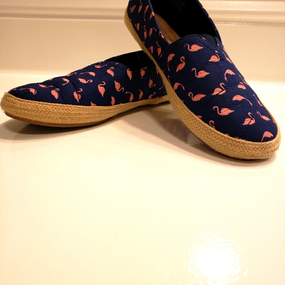 Mia Amore Shoes - Navy Blue and hot pink flamingo loafers